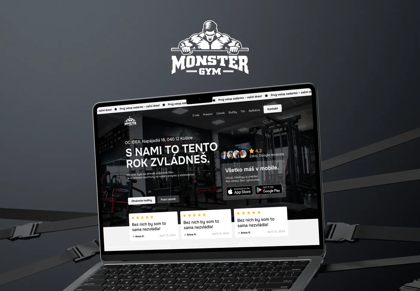 Website for the MonsterGym fitness center