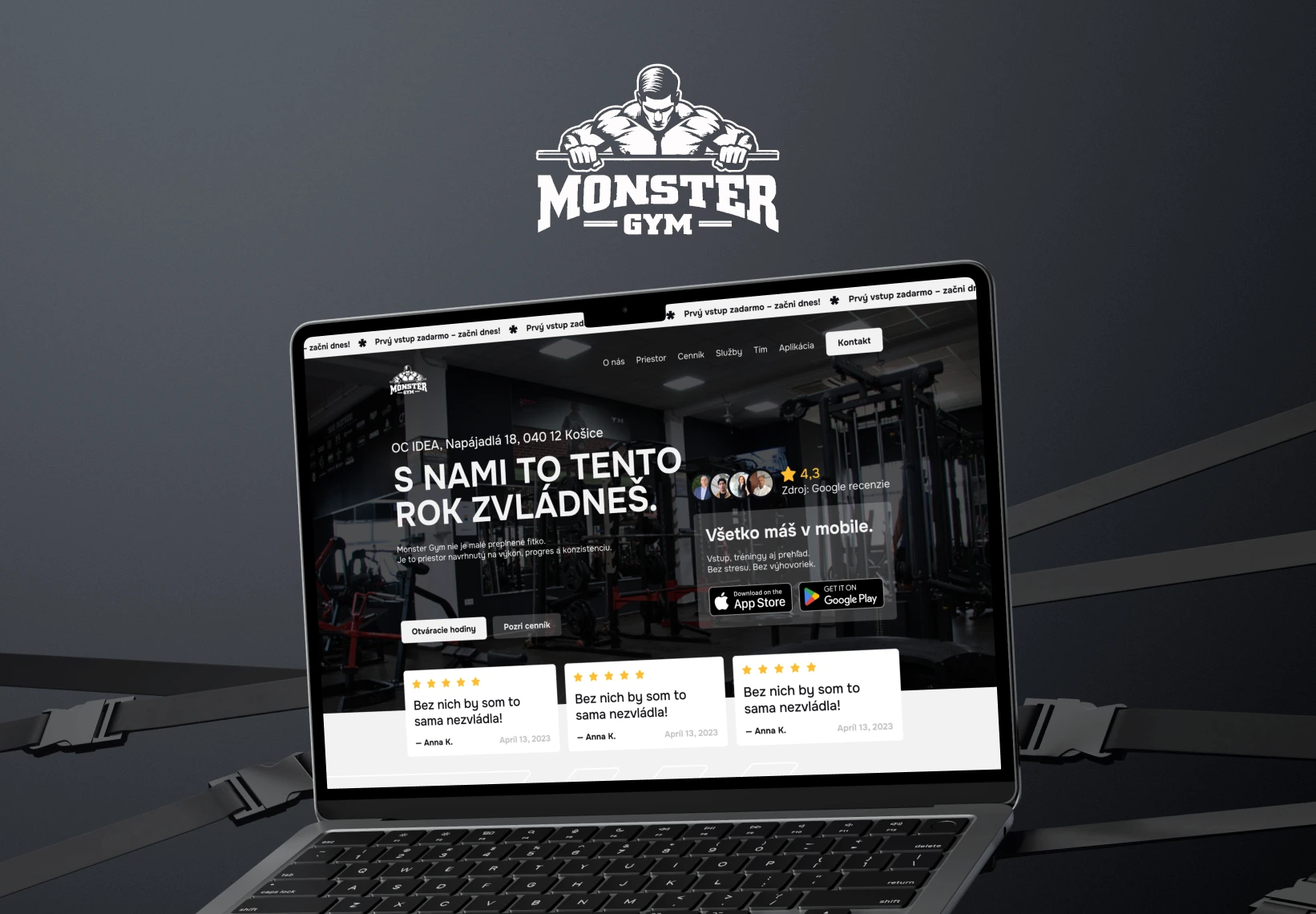 Website for the MonsterGym fitness center